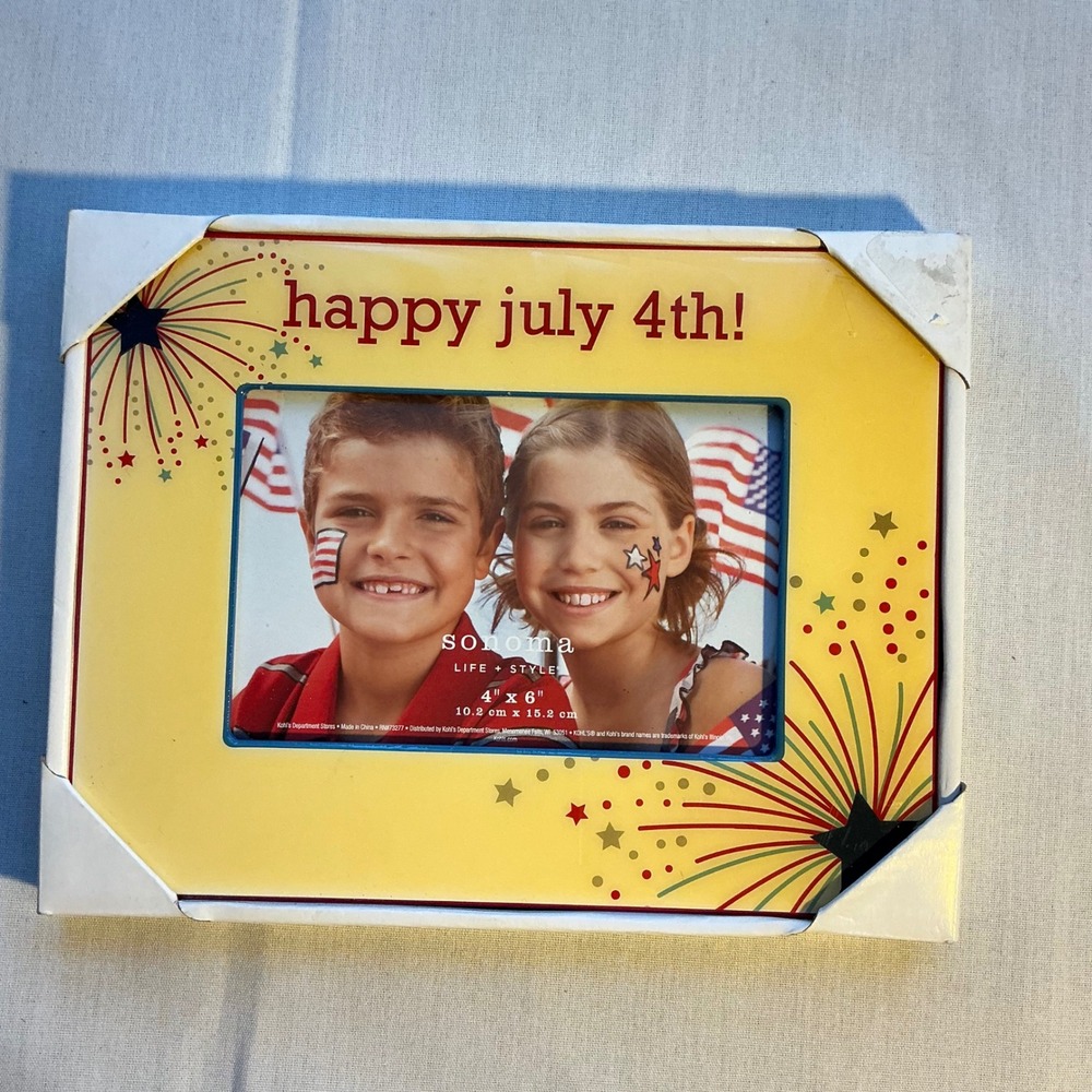Sonoma Life Style Happy July 4th Patriotic Photo Frame 4x6 Picture Frame